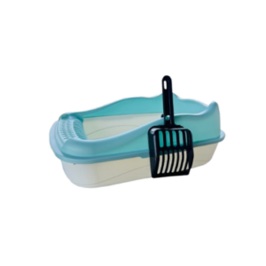 Открита котешка тоалетна с лопатка - синя