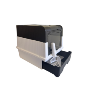 Закрита котешка тоалетна с плъзгащо дъно - черна